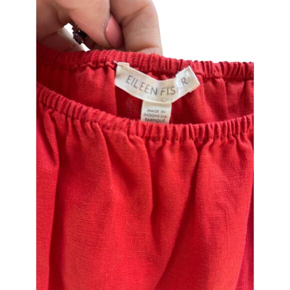 $238  EILEEN FISHER Organic Linen Midi Cami Dress Sundress | Sz L, Flame Red - Picture 9 of 14